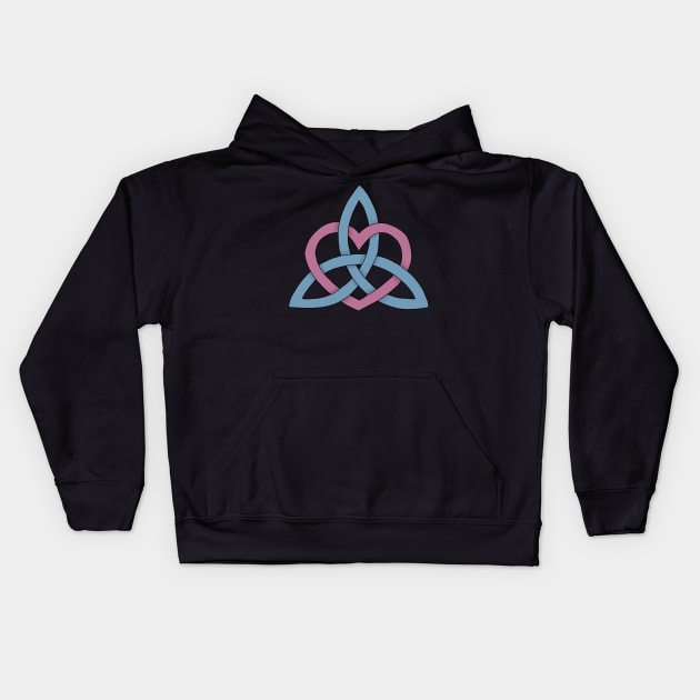 Pink and Blue Triquetra Heart Kids Hoodie by Becky-Marie